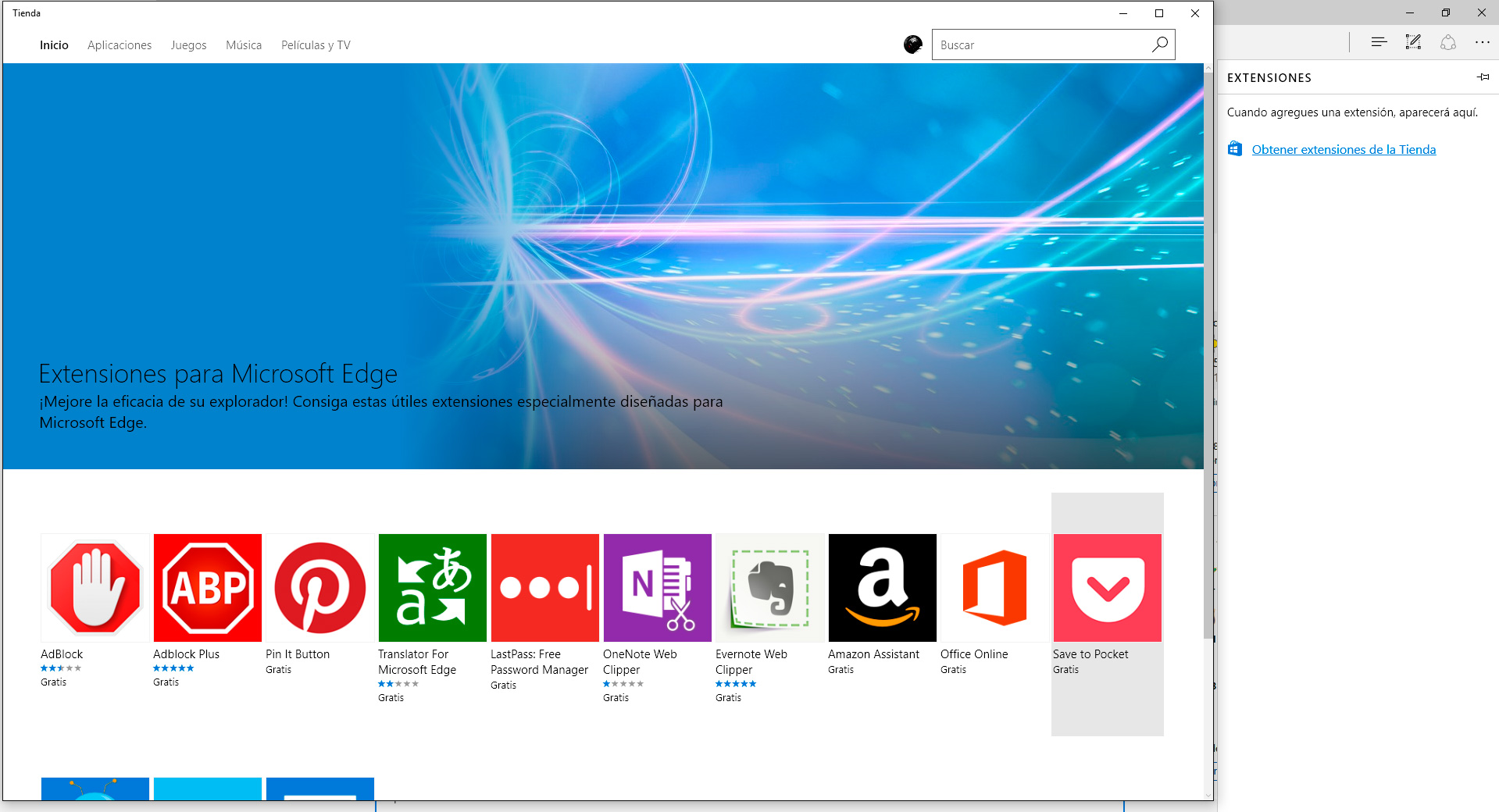 extensiones edge windows 10