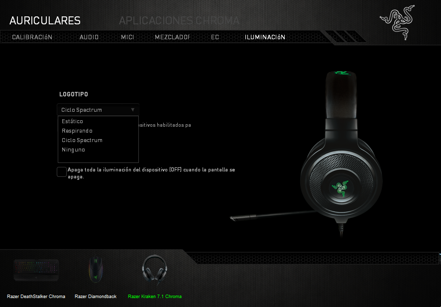 razer kraken 7.1 Chroma iluminacion