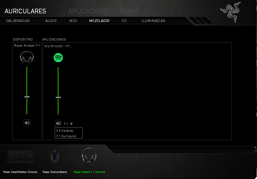 razer kraken 7.1 Chroma mezclador