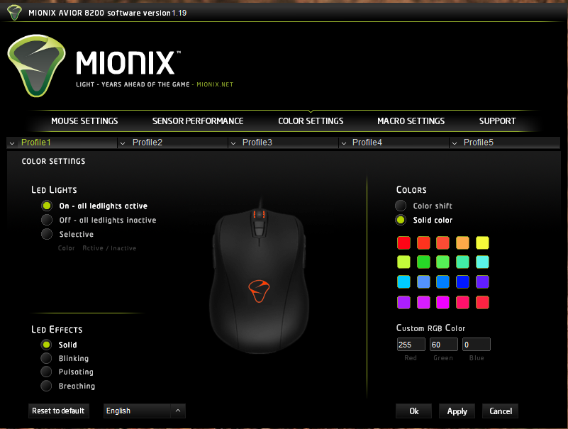 color settings avior 8200