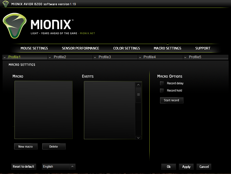 macro settings avior 8200