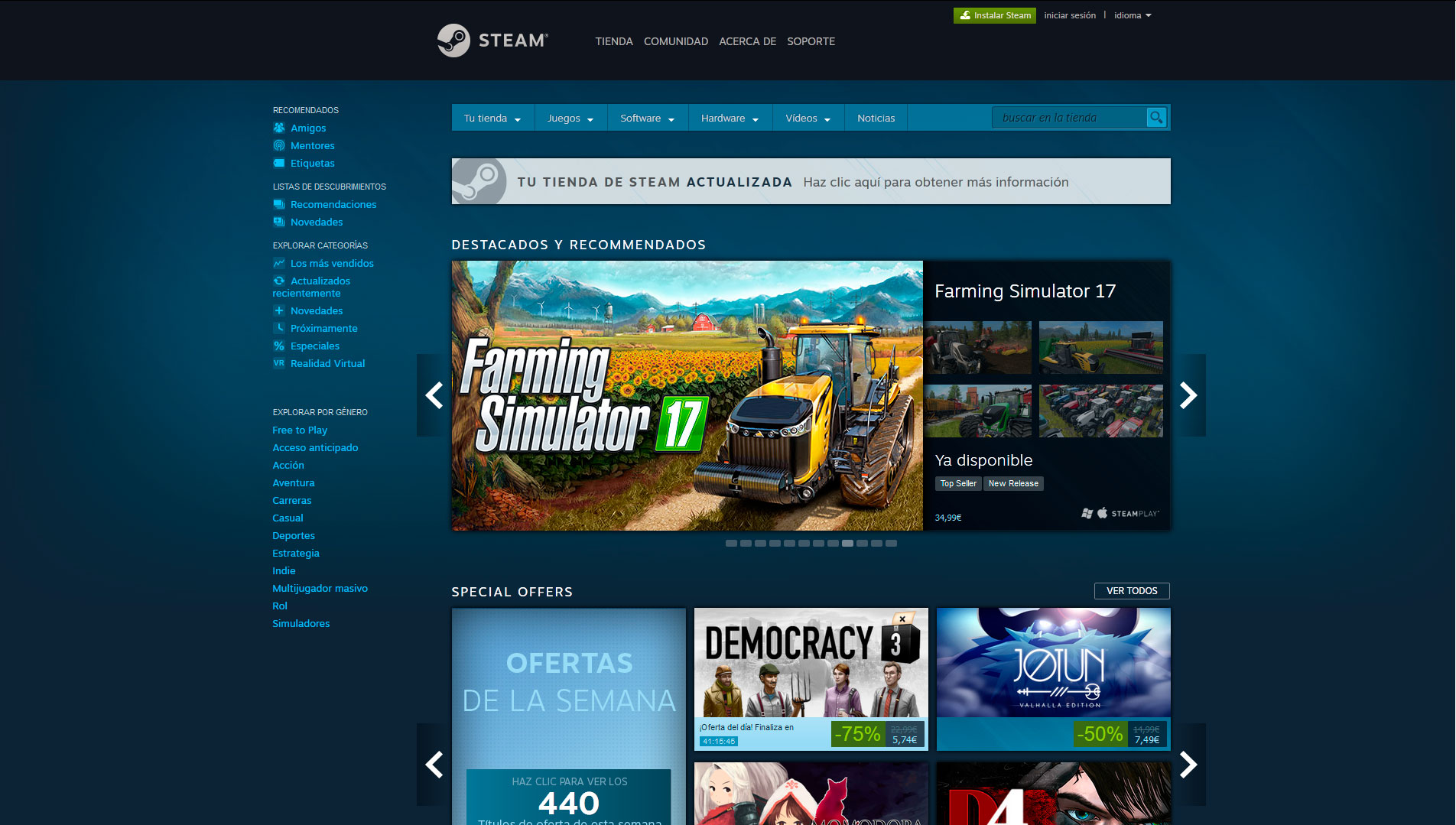 Steam actualizacion tienda 2