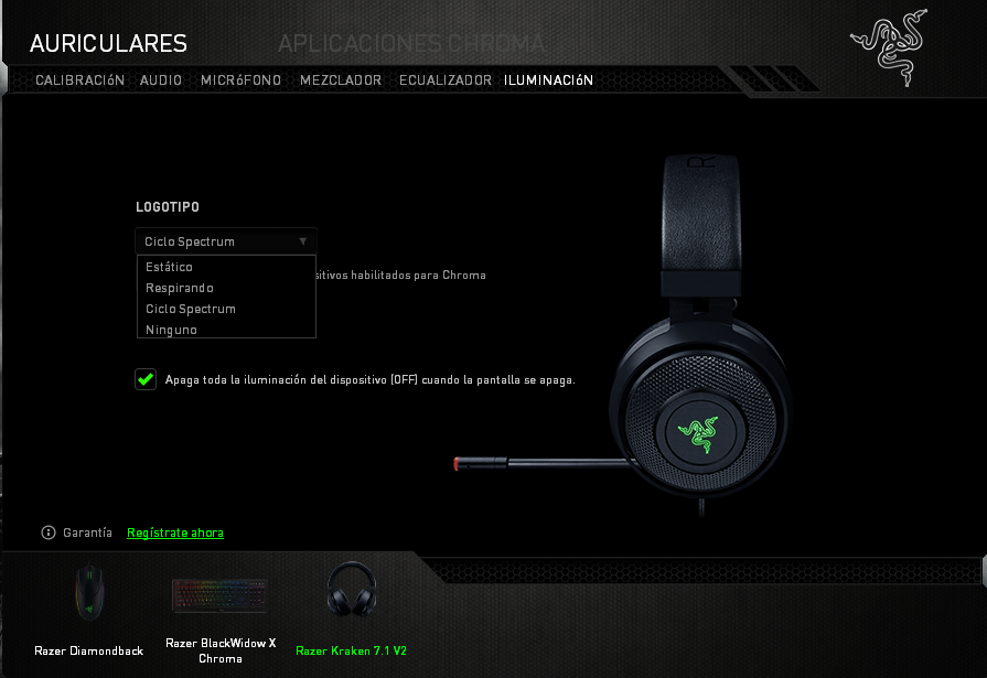 Razer Kraken 7.1 V2 iluminacion