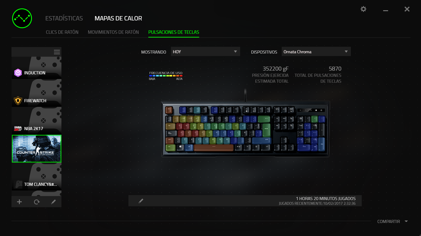Razer Ornata 9 Estadisticas 2