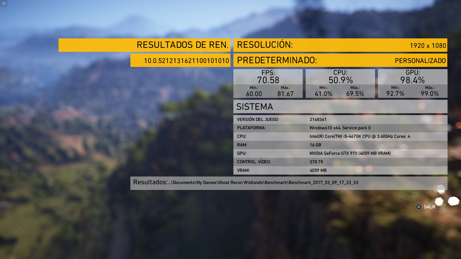 Ghost Recon Wildlands Análisis Personalizado 3