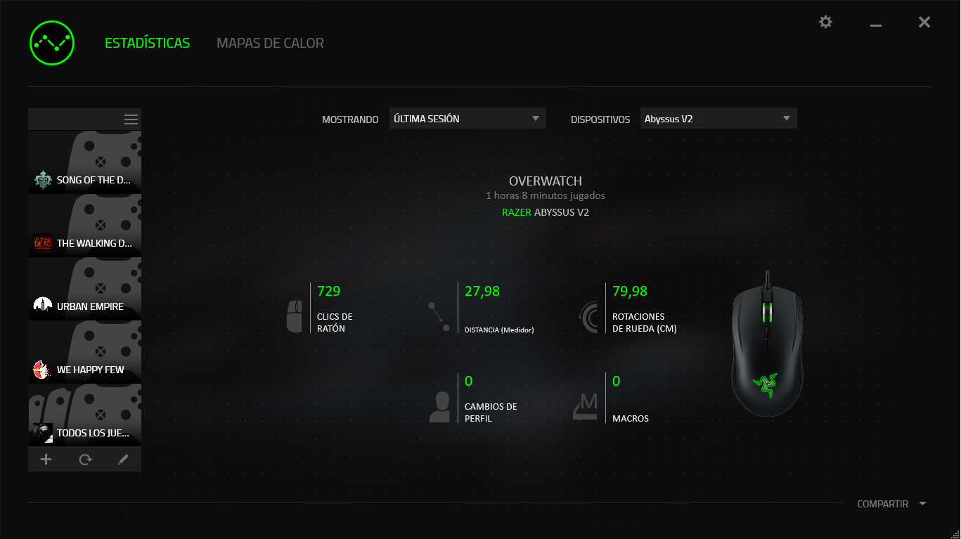 Razer Abyssus V2 Análisis Estadisticas
