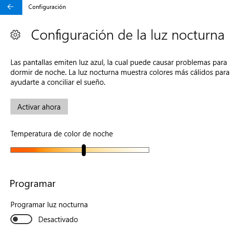 modo noche windows 10