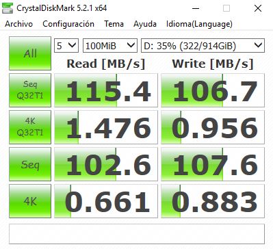 MSI TRIDENT 3 Análisis CrystalDiskMark HDD