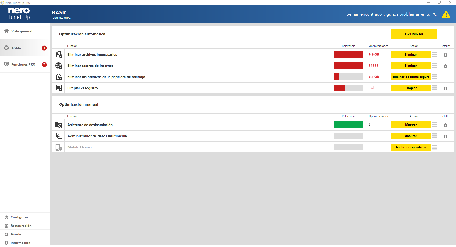 Nero TuneltUp Impresiones Software 1
