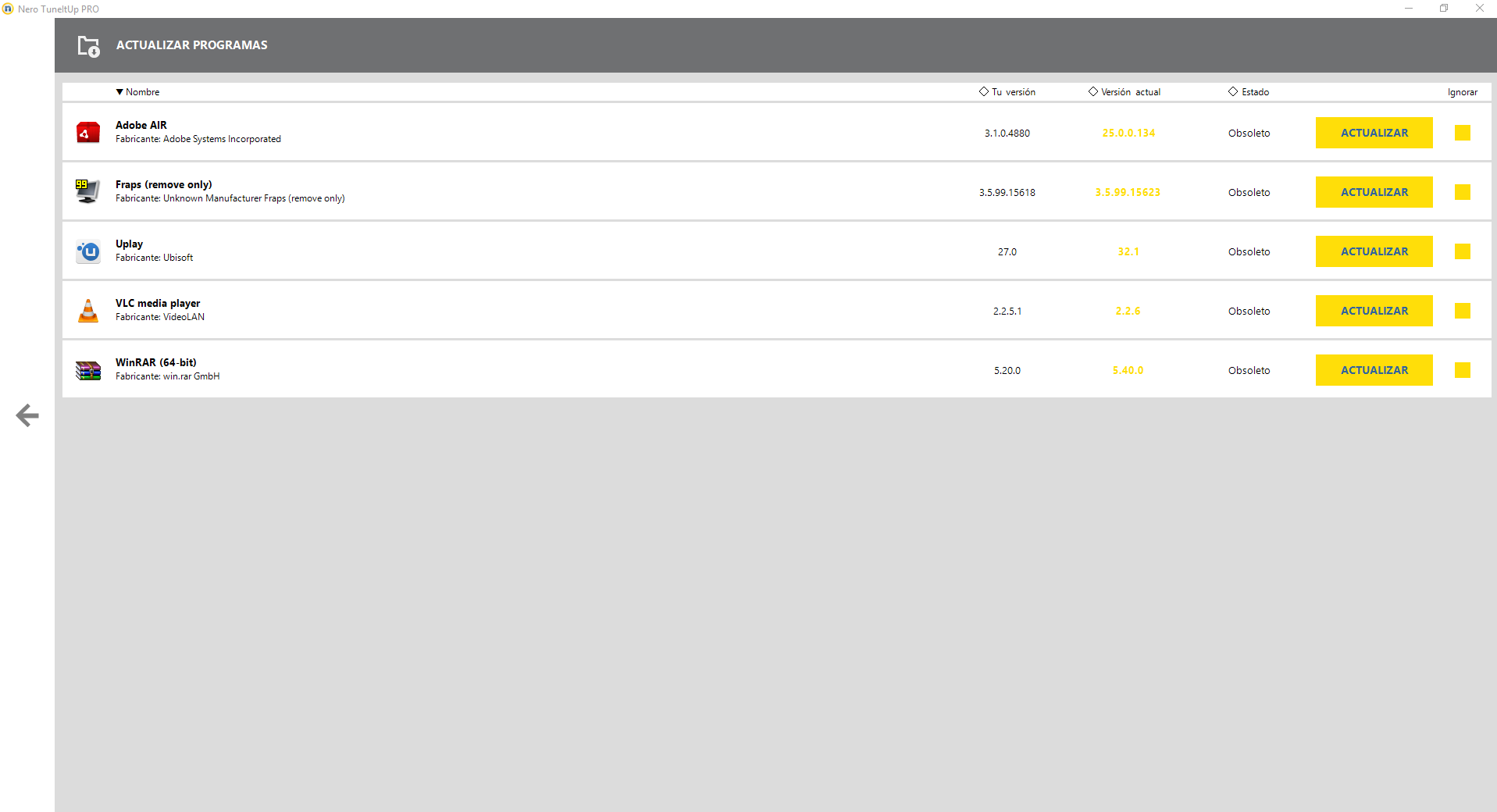Nero TuneltUp Impresiones Software 13