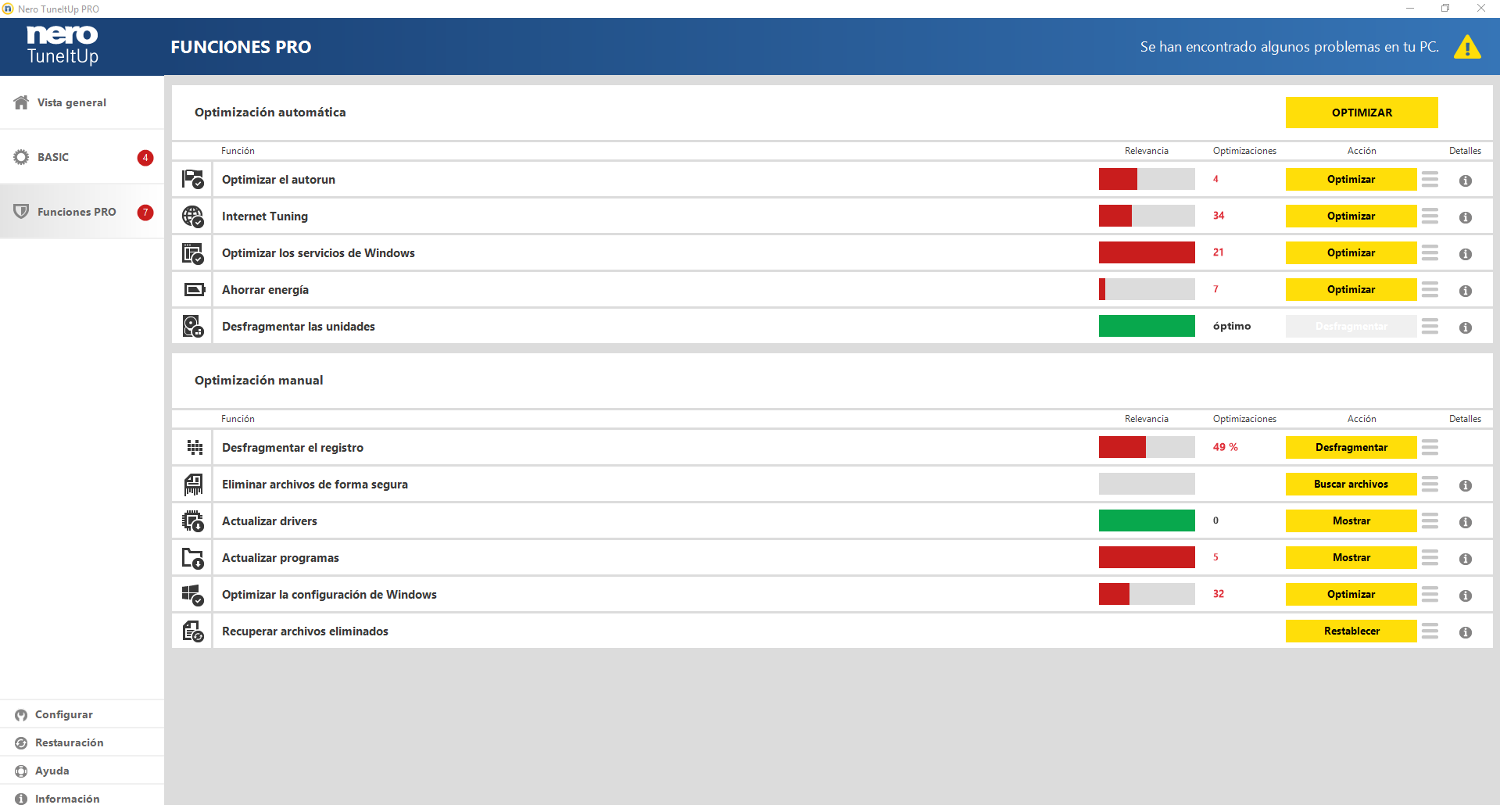 Nero TuneltUp Impresiones Software 5