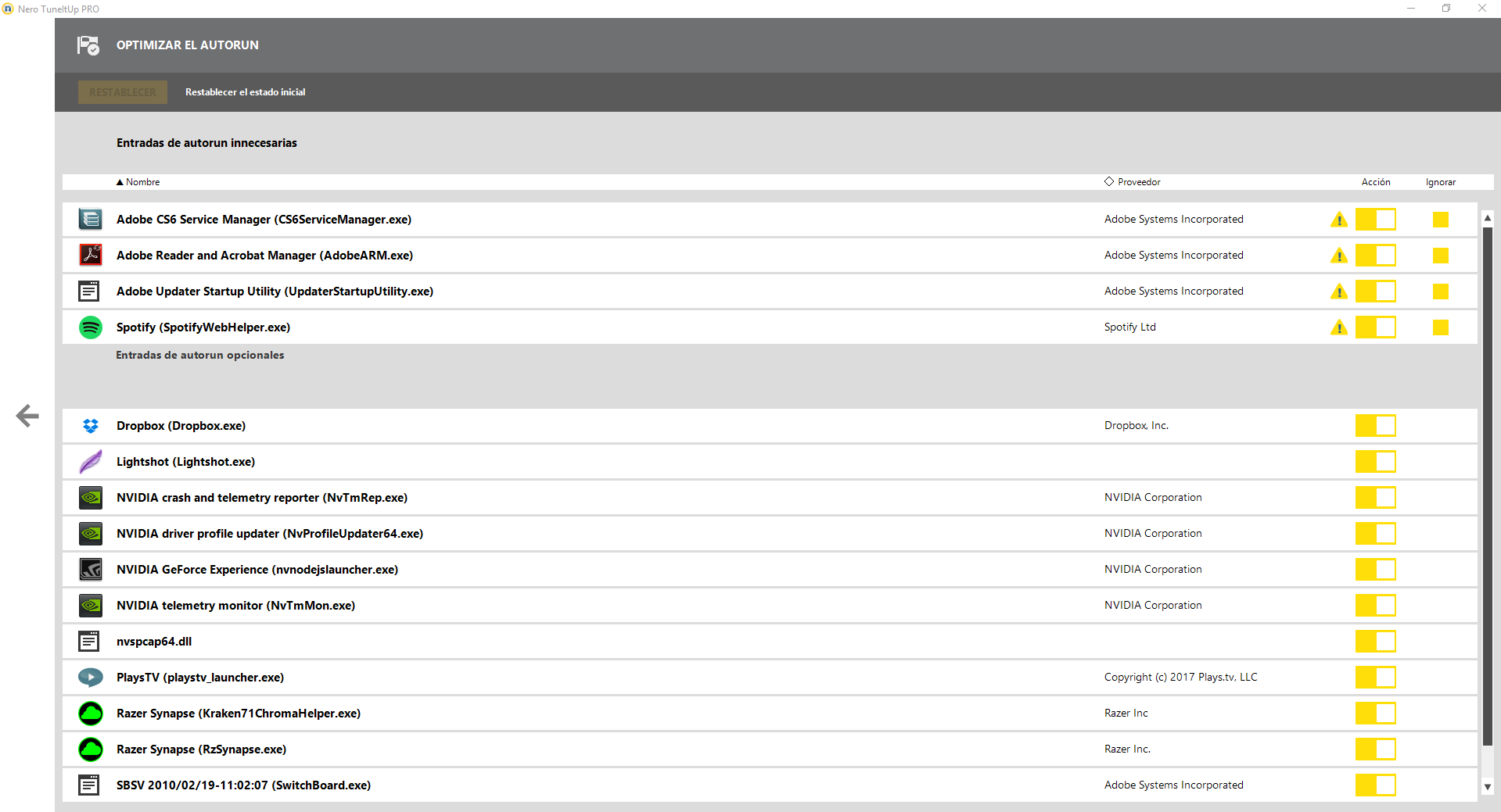 Nero TuneltUp Impresiones Software 6