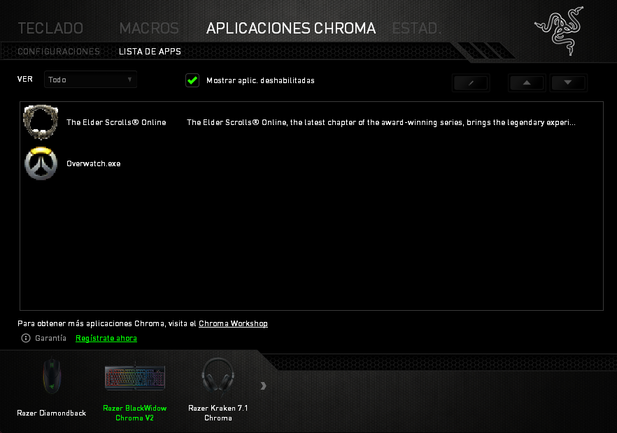 Razer Blackwidow Chroma v2 Análisis APP 2