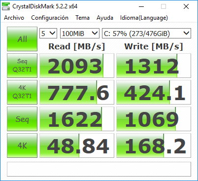 MSI Aegis Ti3 Análisis - CrystalDiskMark SSD