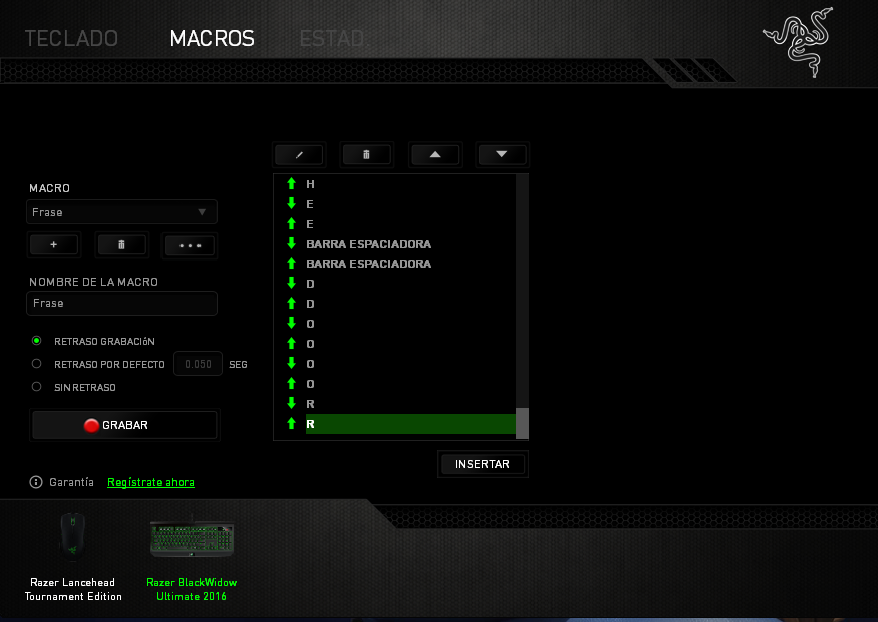 Razer Blackwidow Ultimate 2016 Análisis Macros