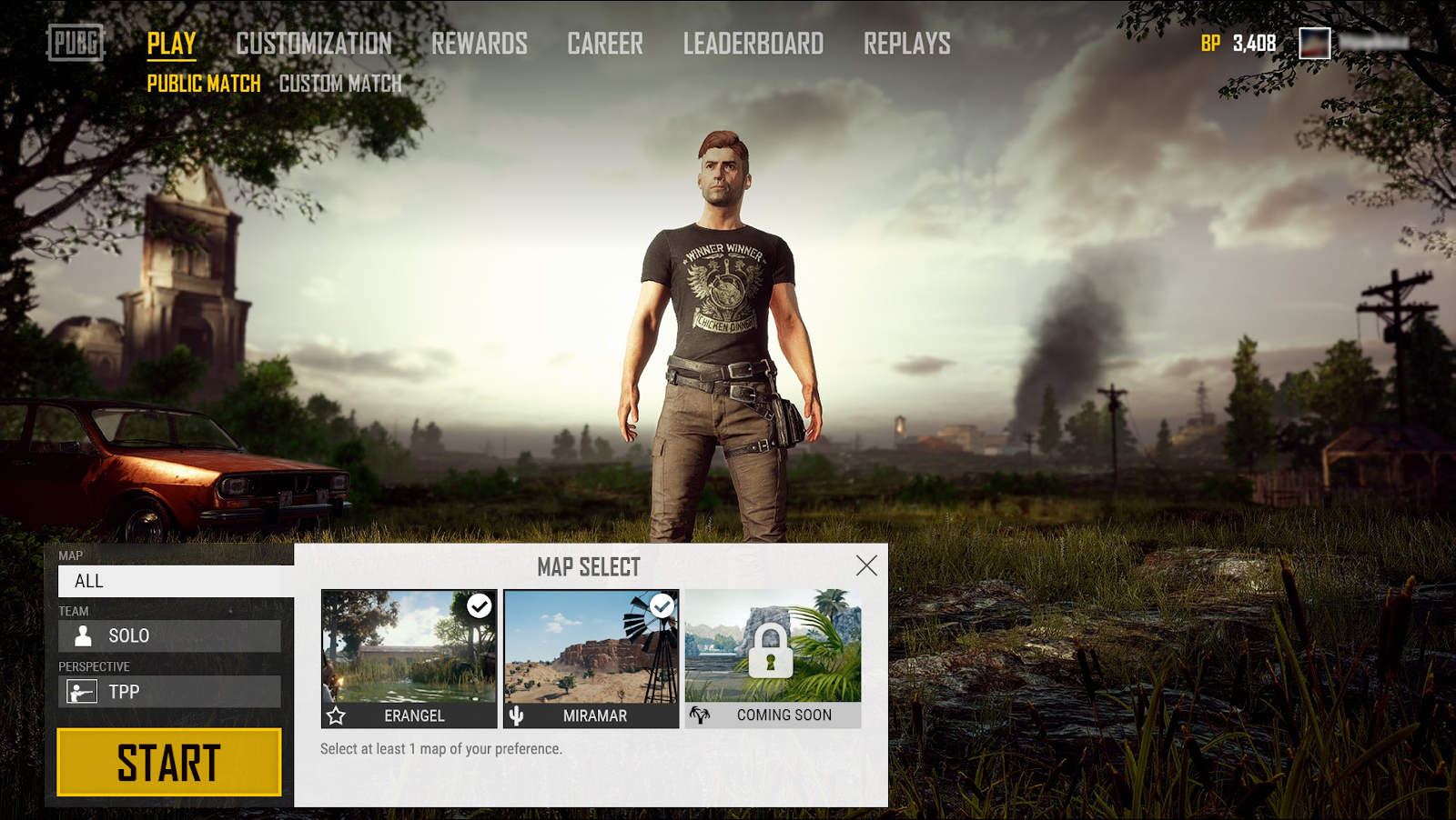 PUBG Selector de mapas
