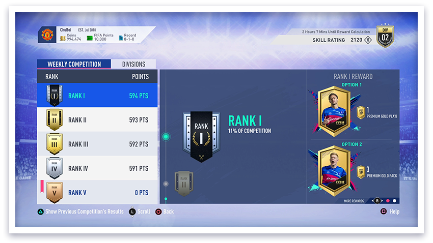 FIFA 19 Ultimate Team Division 2