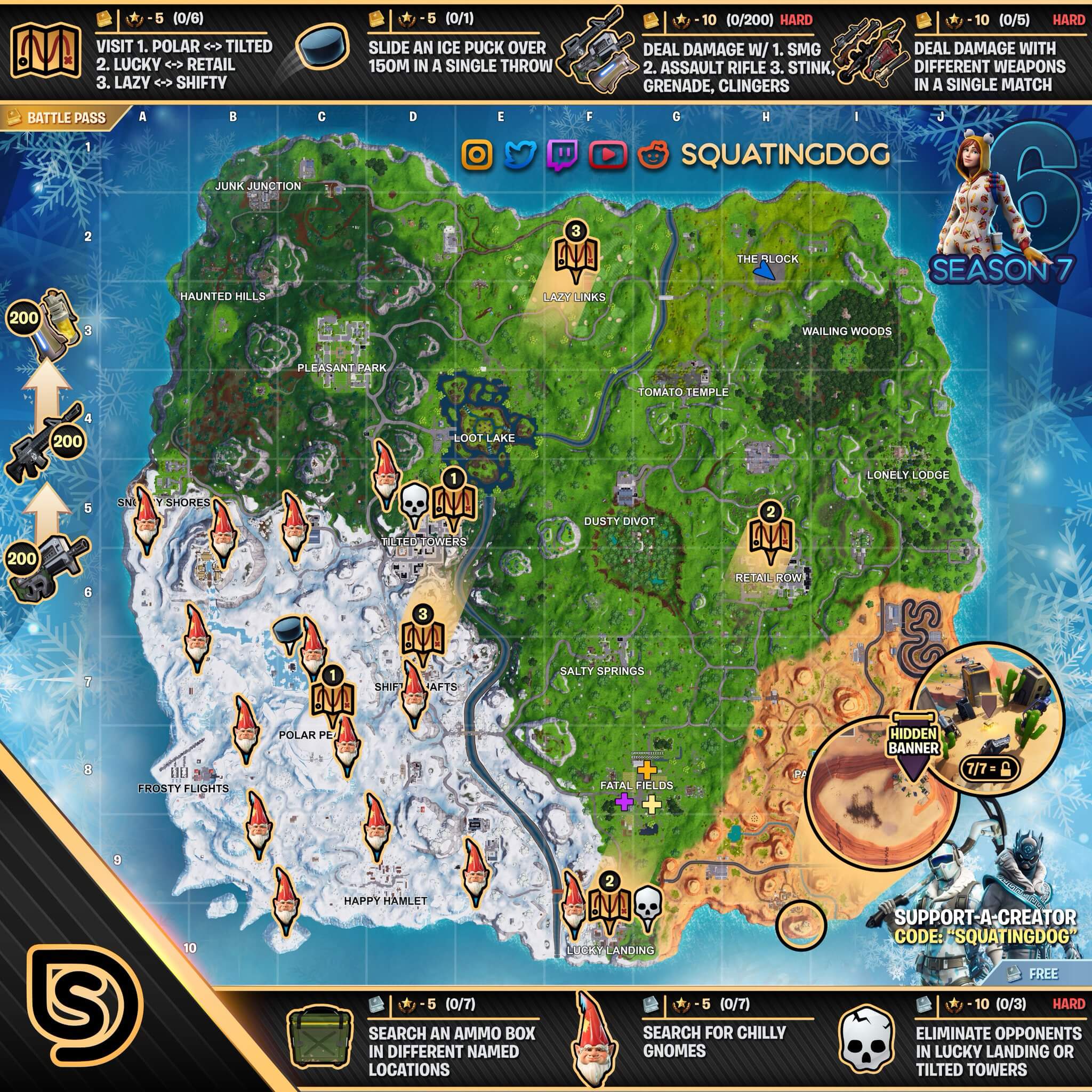 Fortnite desafios semana 6 temporada 7 - Mapa