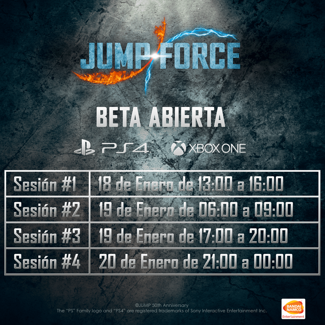Horarios Beta Jump Force