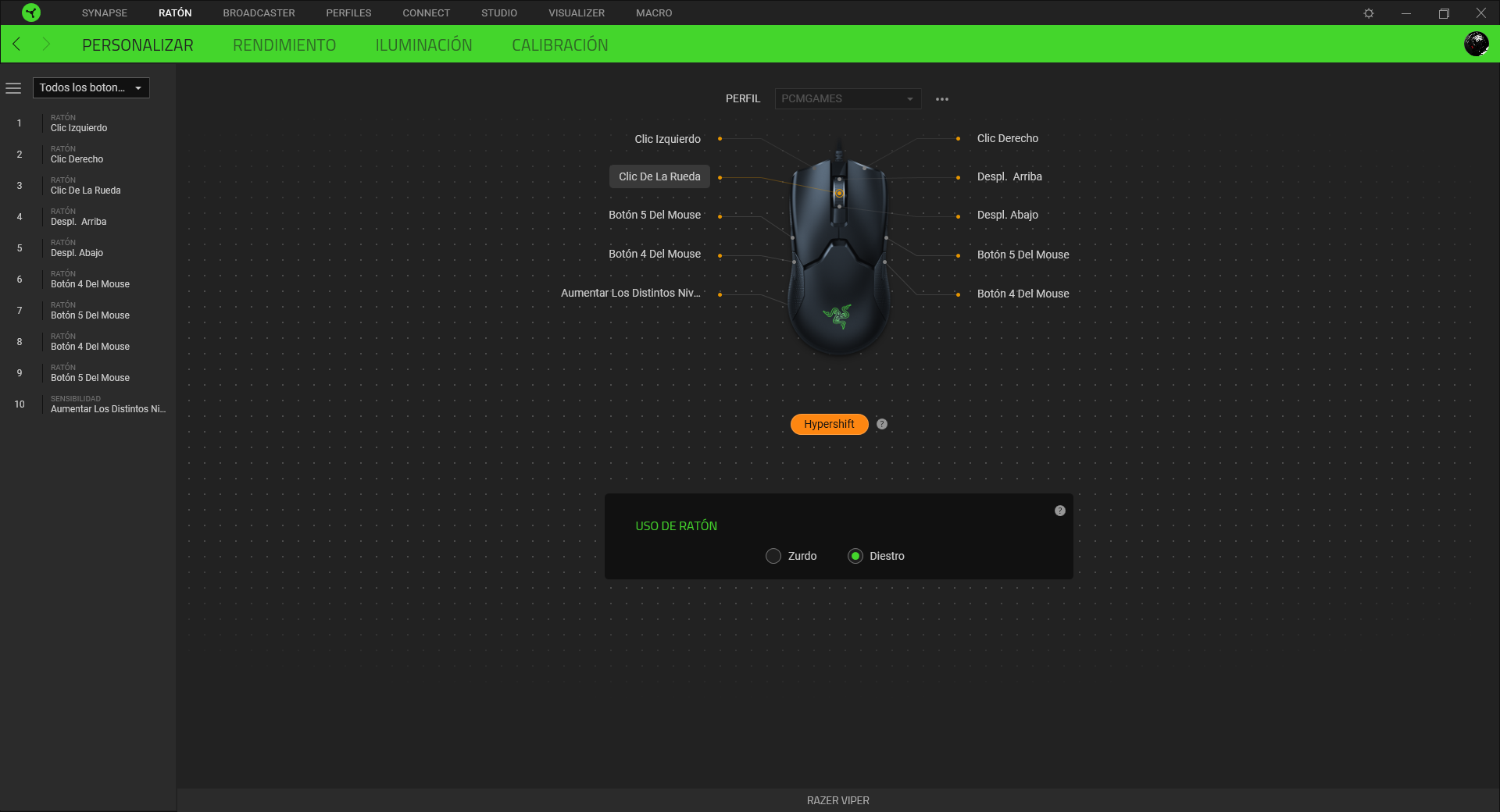 Razer Viper Análisis Razer Synapse 3 1