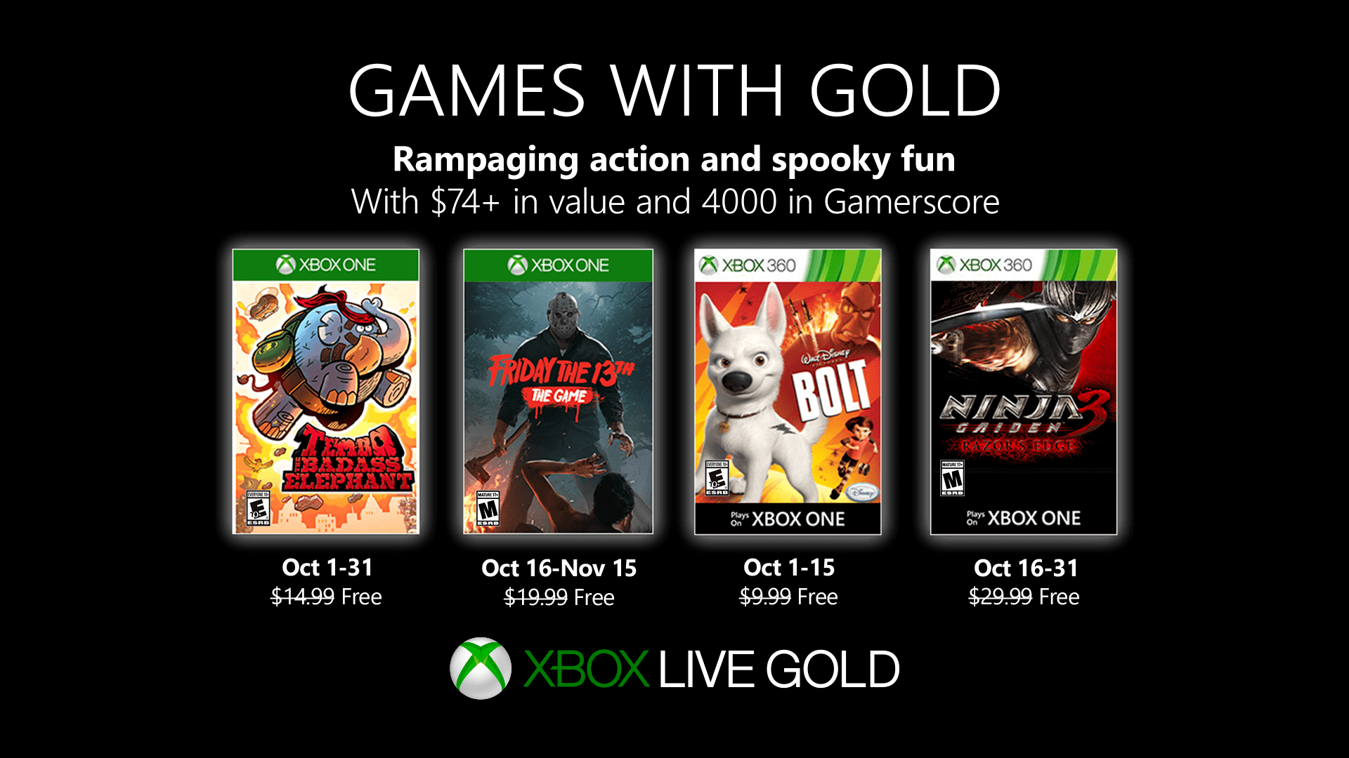 Xbox Gold de octubre 2019