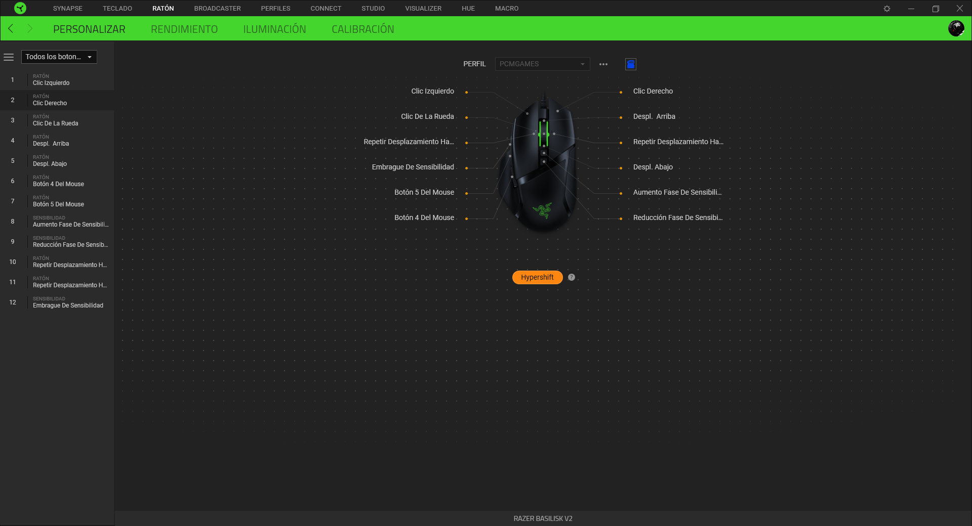Razer Basilisk V2 Análisis Razer Synapse 1