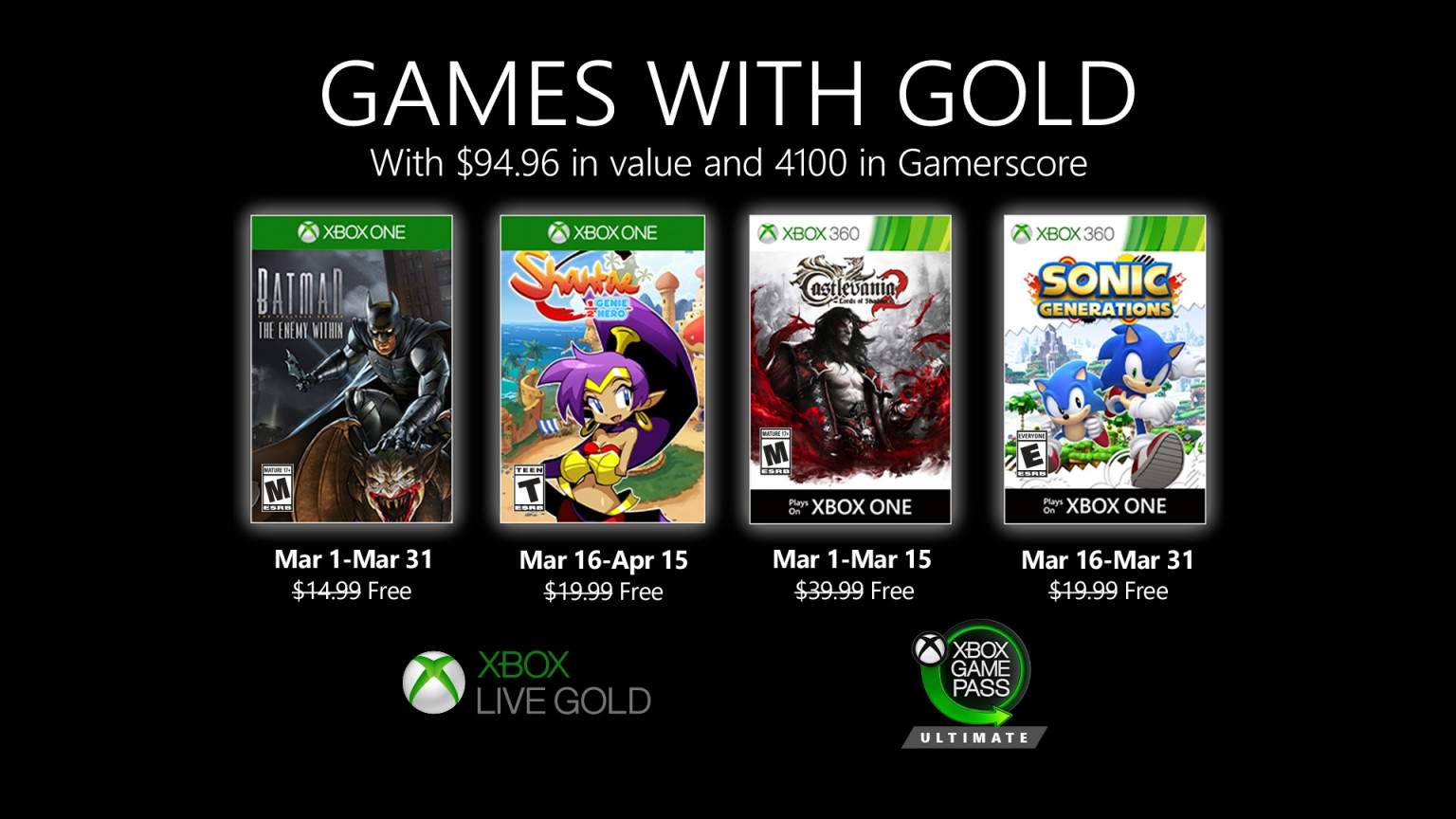 Xbox Gold Marzo 2020