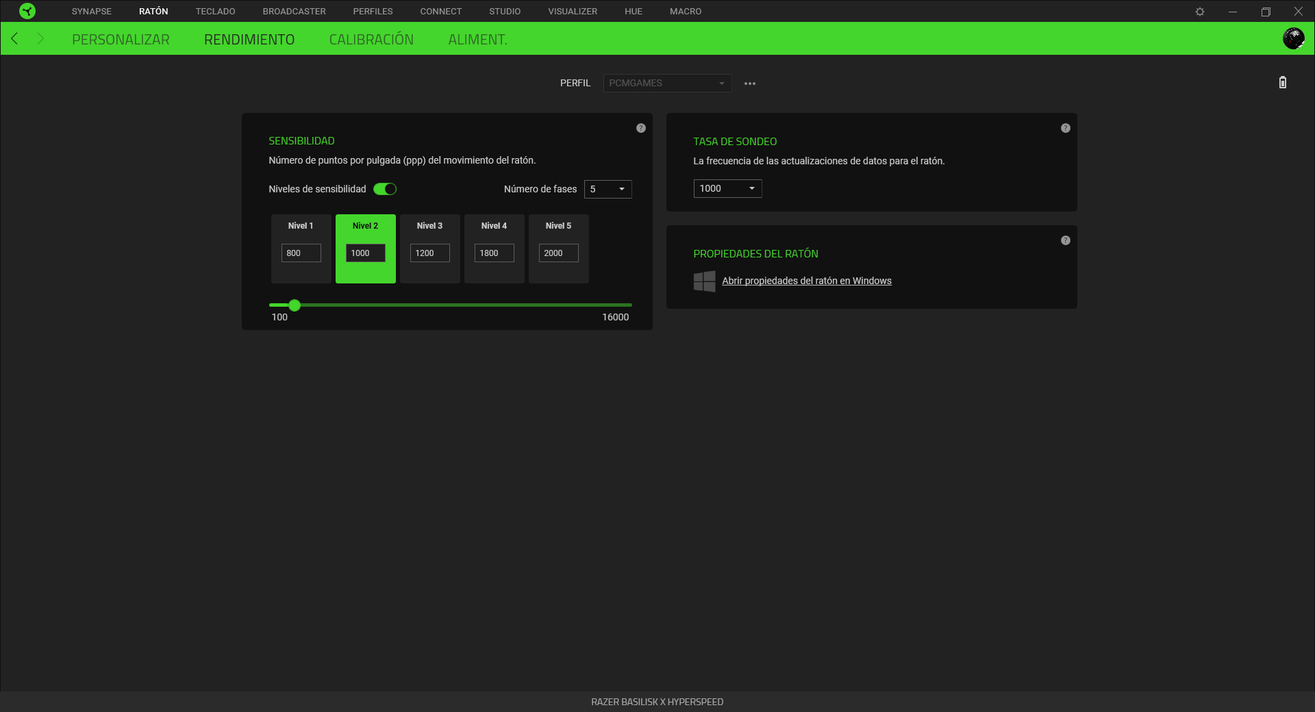 Razer Basilisk X HyperSpeed Análisis Razer Synapse 3 2