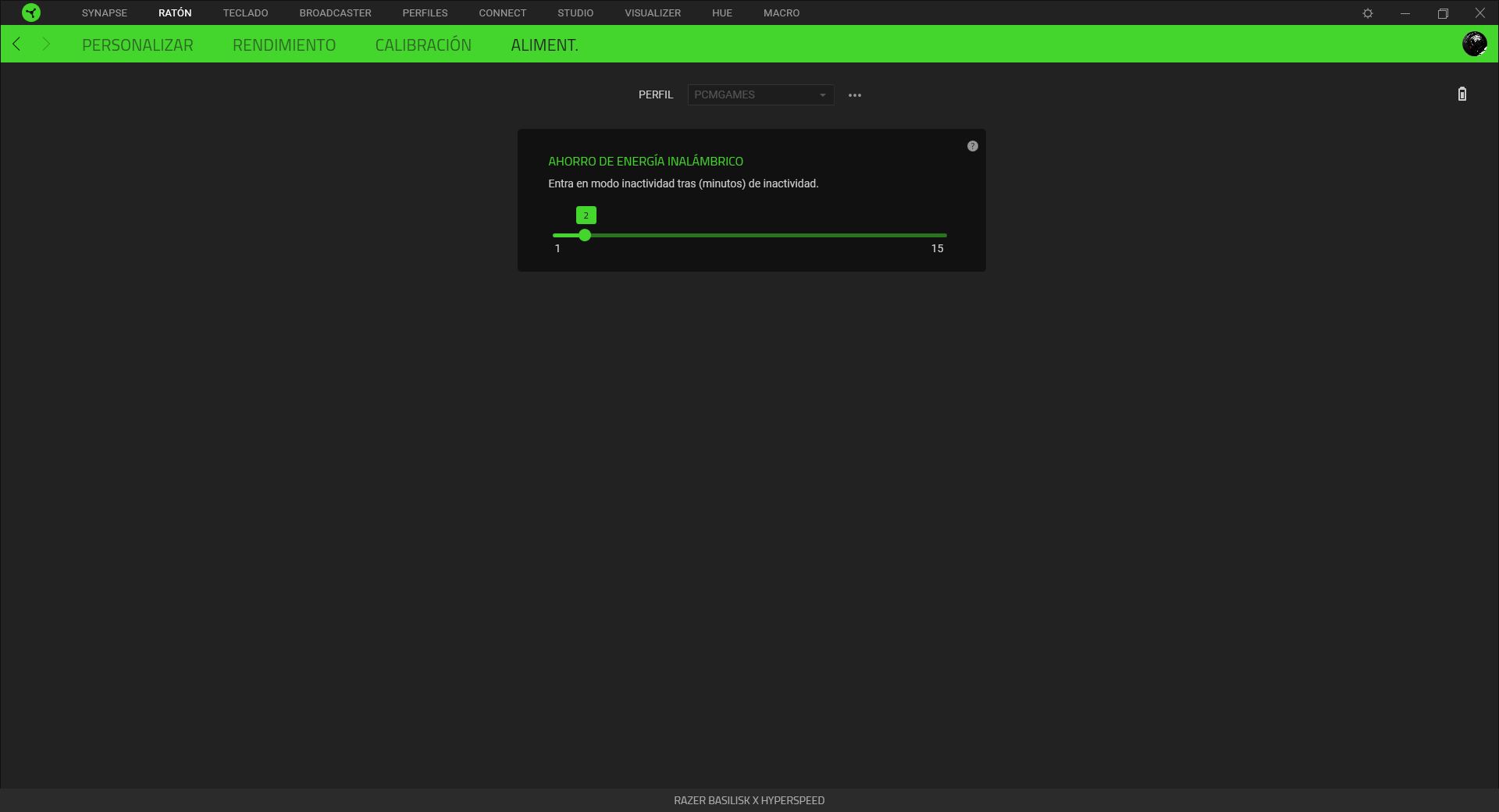 Razer Basilisk X HyperSpeed Análisis Razer Synapse 3 4