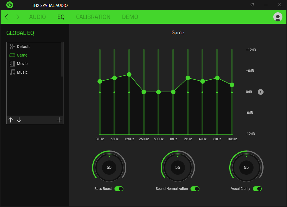 Razer THX Spatial Audio EQ Settings