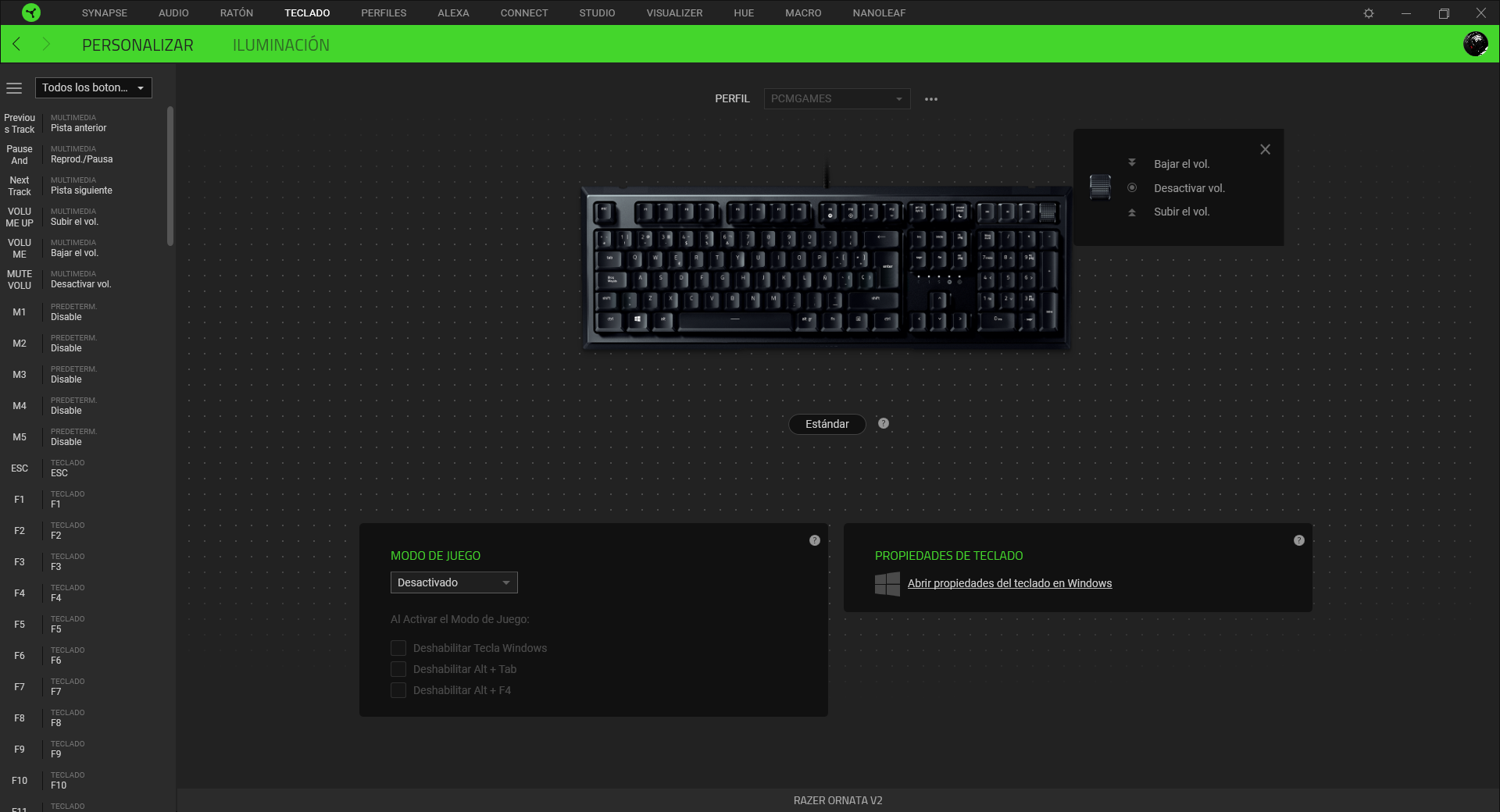 Razer Ornata V2 Análisis Razer Synapse 1