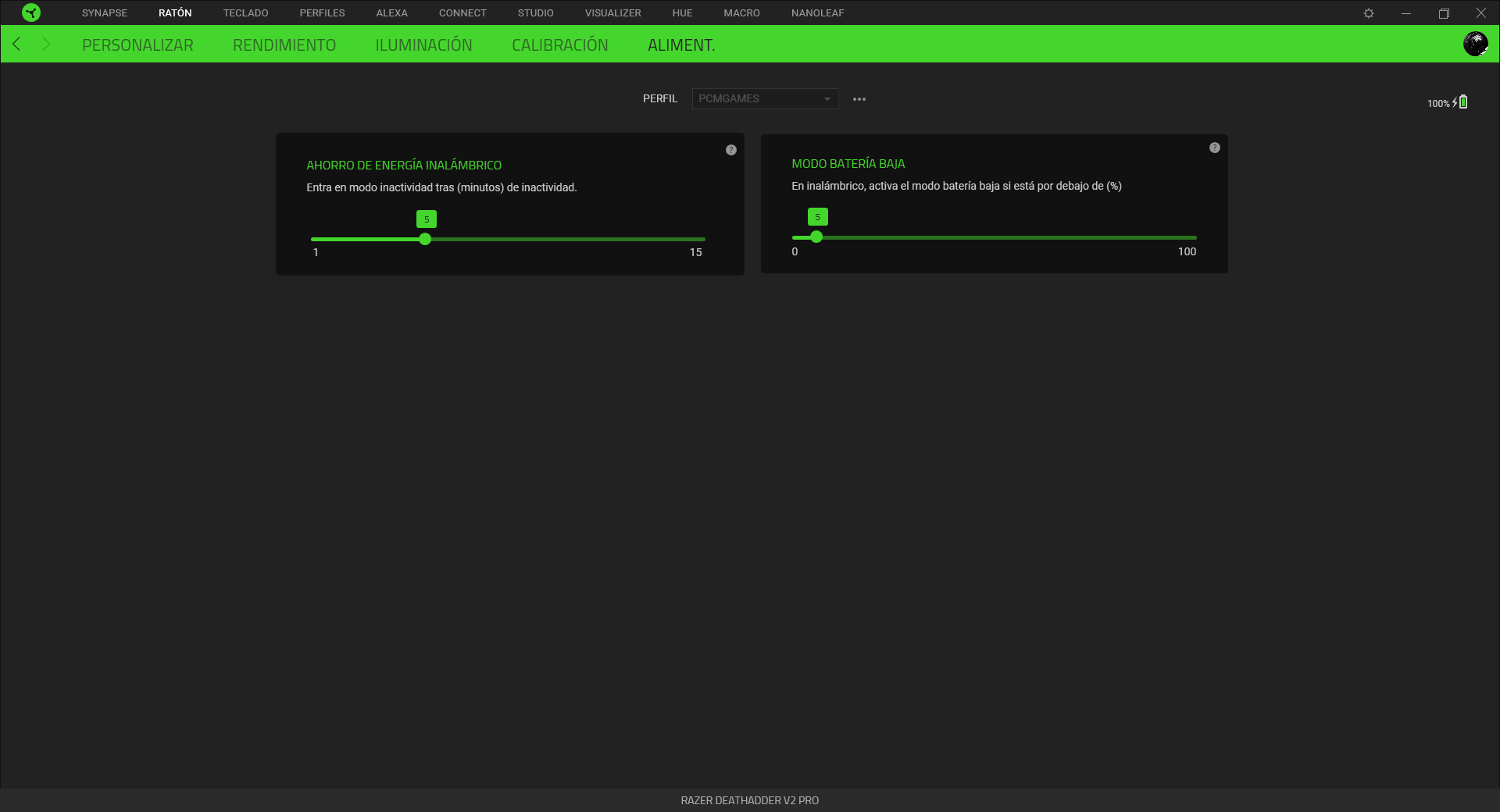Razer Deathadder V2 PRO Analisis Razer Synapse 5