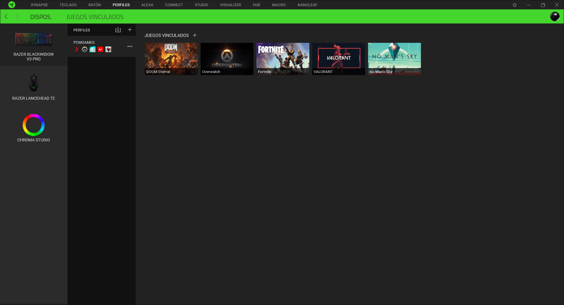 Razer BlackWidow V3 PRO Analisis Razer Synapse 5
